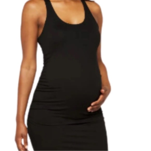 NWT MARKET & SPRUCE Stitch Fix Black Ren Maternity Racerback Midi Dress - Picture 4 of 9